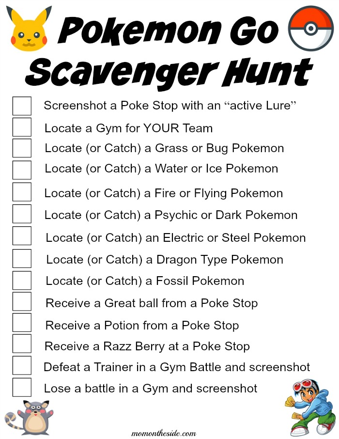 Pokemon Go Scavenger Hunt