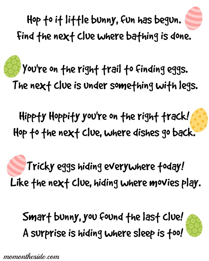 free easter egg hunt clues