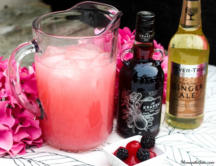Cherry Rum Punch with Kraken Black Spiced Rum and Pink Lemonade