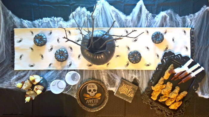 Check out this Adult Halloween Party Tablescape Under $40, with Halloween Party food ideas! See how easy it is to create on Mom on the Side!