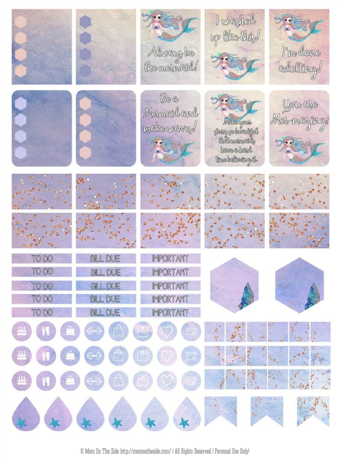 Free Mermaid Printable Planner Stickers