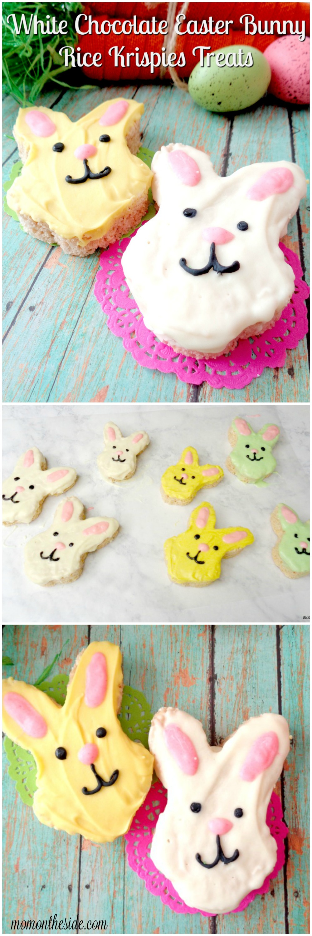If you are looking for a fun Easter dessert, these White Chocolate Easter Bunny Rice Krispies Treats will put smiles on the faces of all your Easter party guests!
