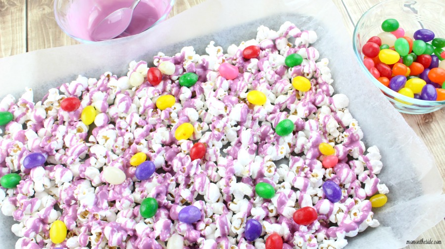 Easy, fun, and colorful Easter dessert! This Jelly Bean Popcorn is the perfect spring treat for kids and adults at your Easter Party.