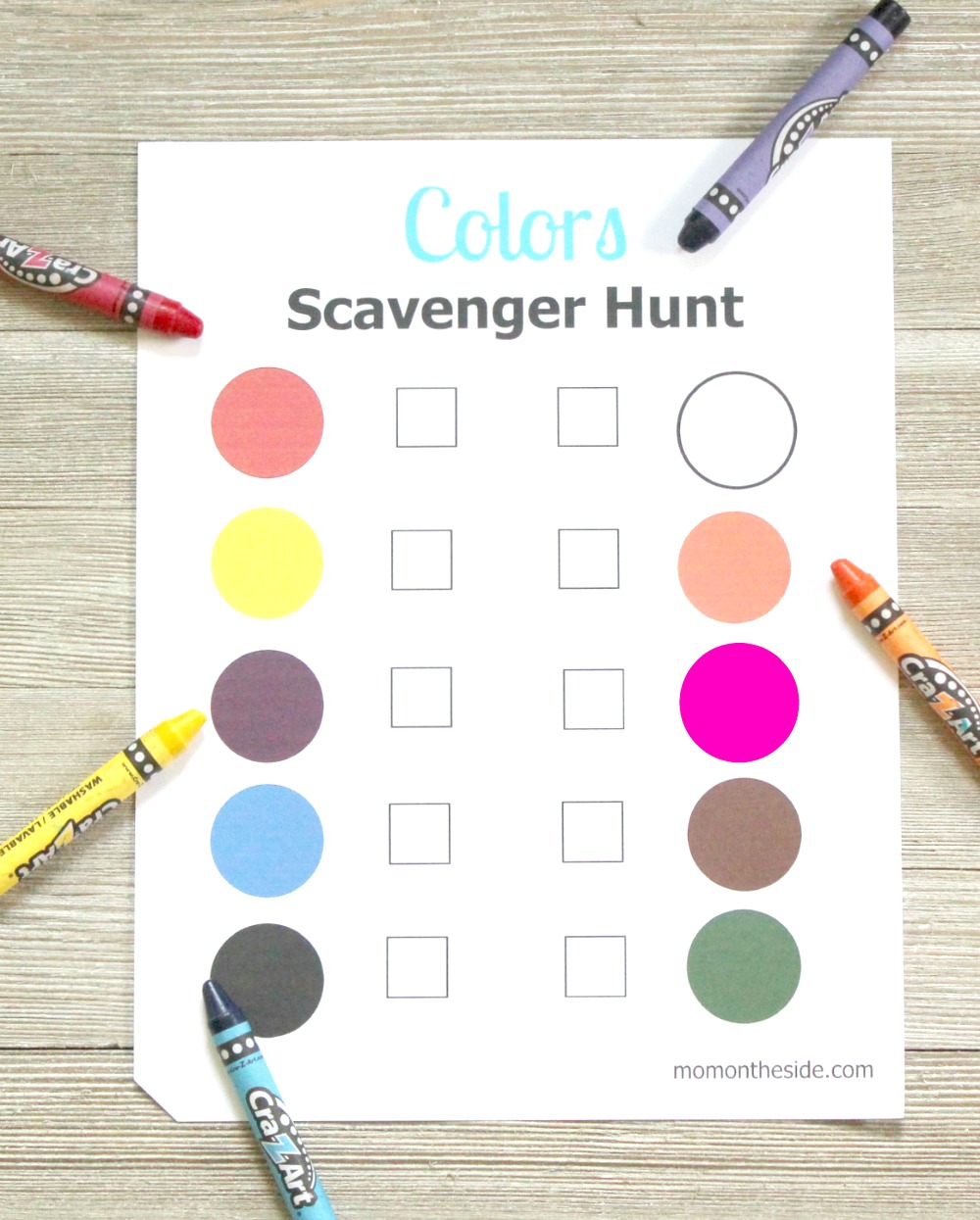 Printable Scavenger Hunt: Colors Scavenger Hunt for Kids