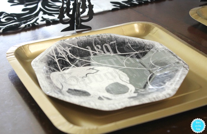 Black and Gold Halloween Tablescape Plates