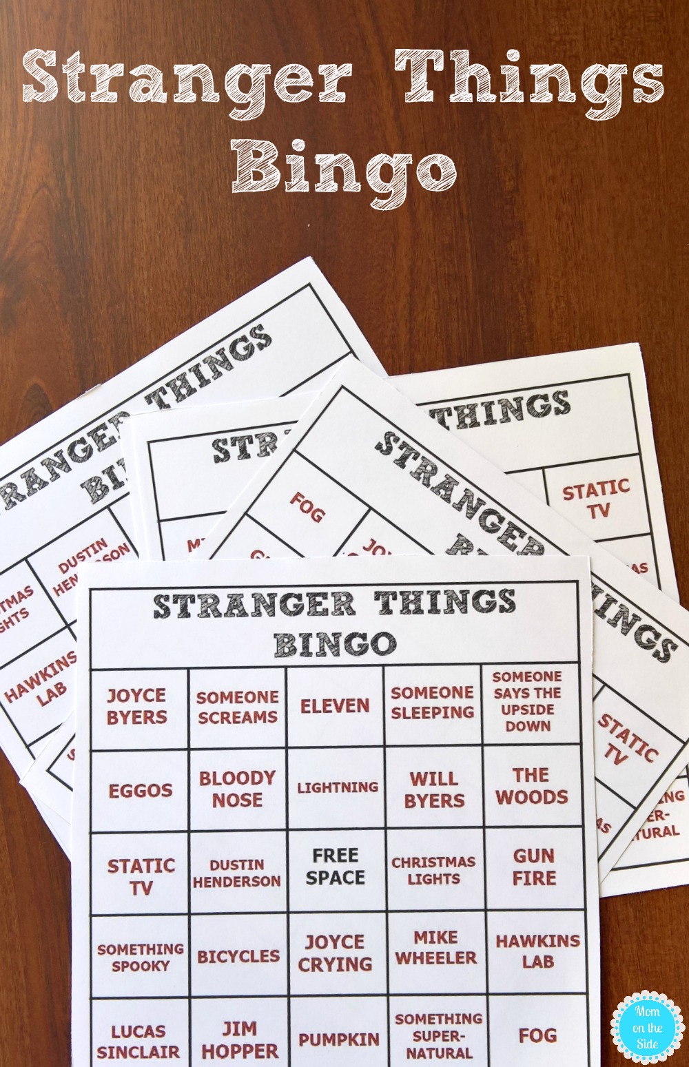 Free Printable Stranger Things Bingo Cards