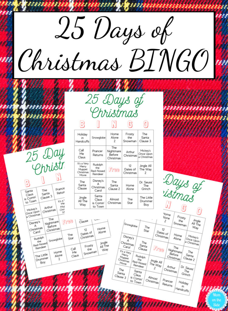 printable 25 days of christmas bingo 