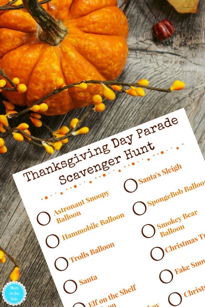 thanksgiving day parade scavenger hunt printable 