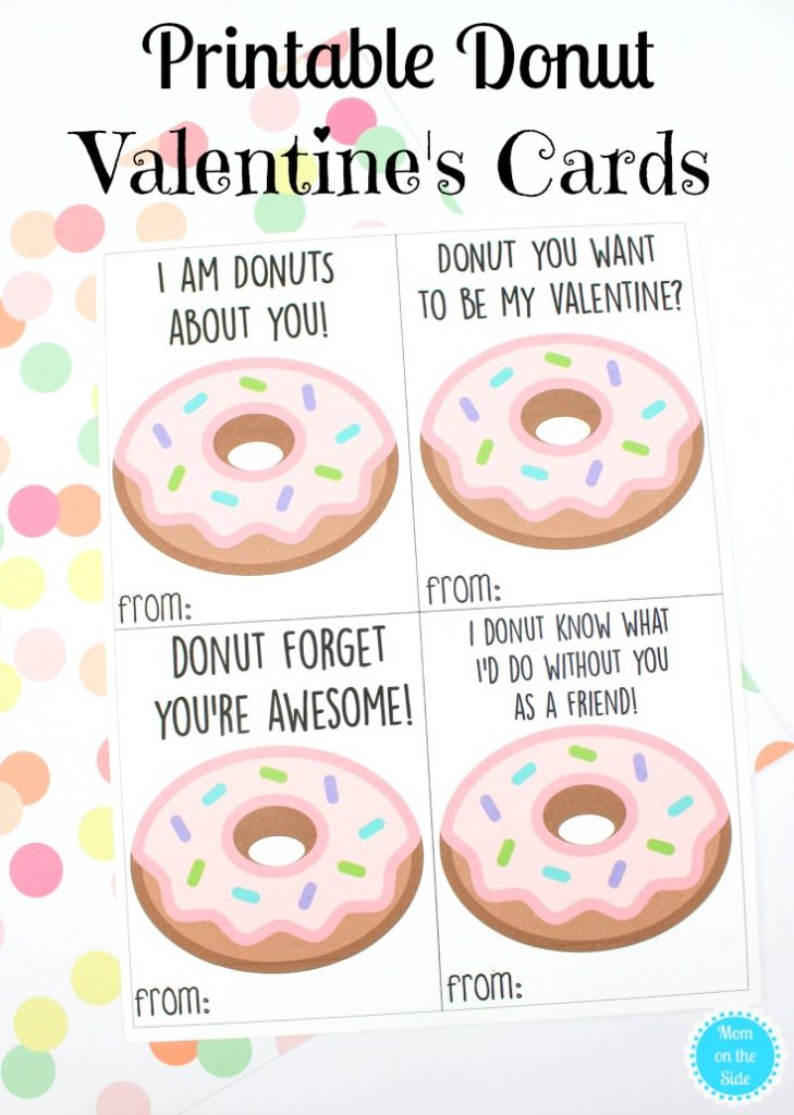 Free Printable Donuts Valentine Cards for Kids