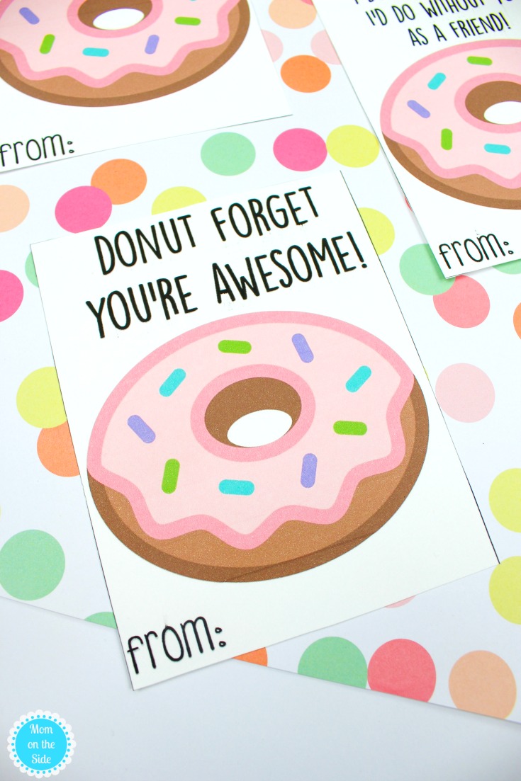 Fun and Free Donut Printable Valentine Cards for Kids to hand out at school.
