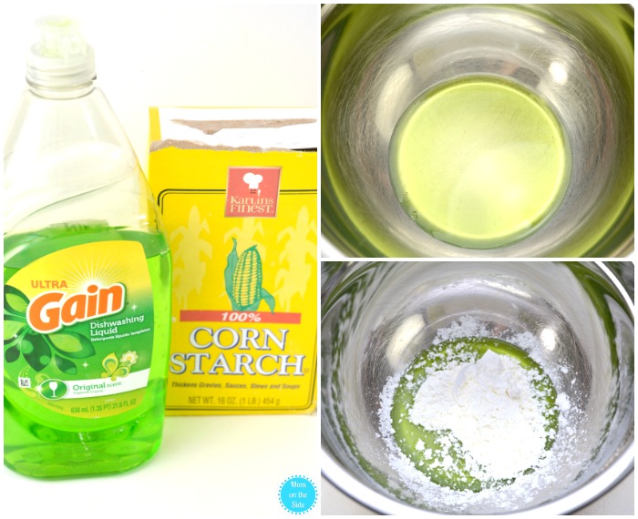 Ingredients for Making Dish Soap Slime for St. Patrick's Day