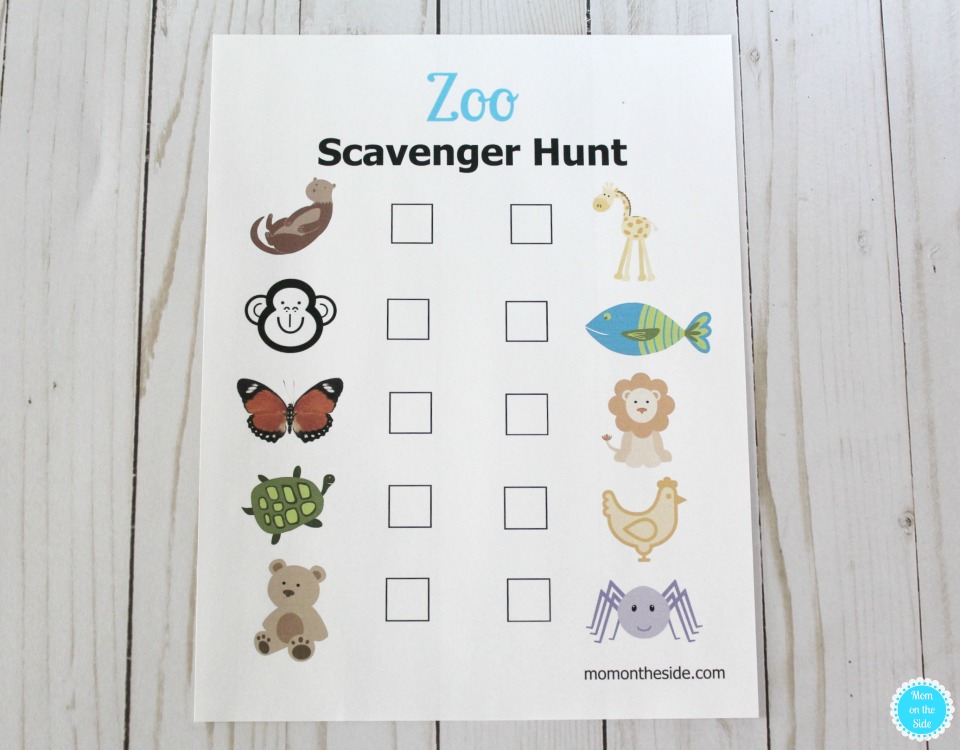Zoo Scavenger Hunt Printable for Kids