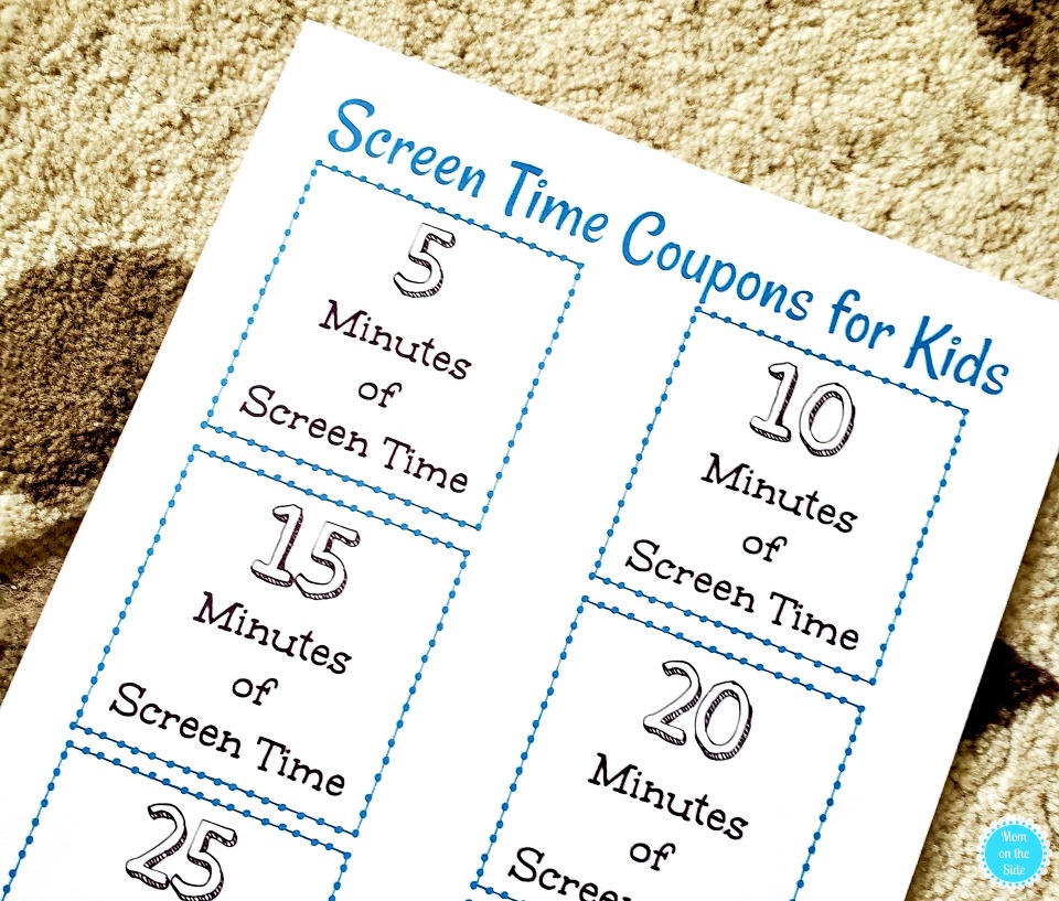 printable screen time coupons for kids to reward them with