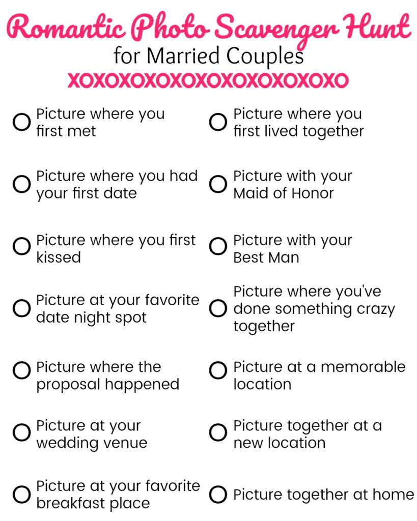 Romantic Photo Scavenger Hunt For Married Couples