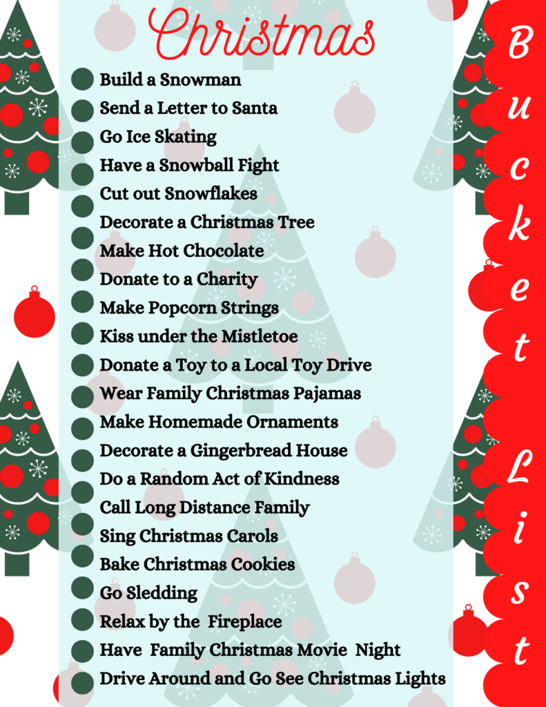 Christmas Bucket List Printable for Festive Holiday Fun
