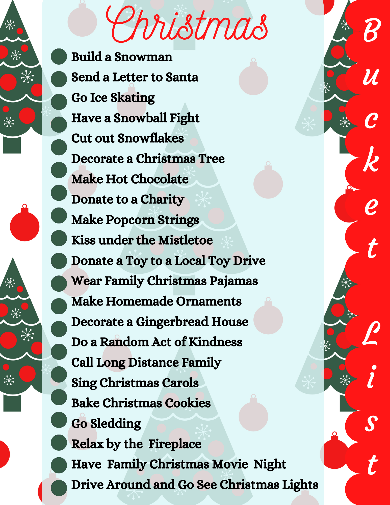 Free Printable Christmas Bucket List For Festive Holiday Fun