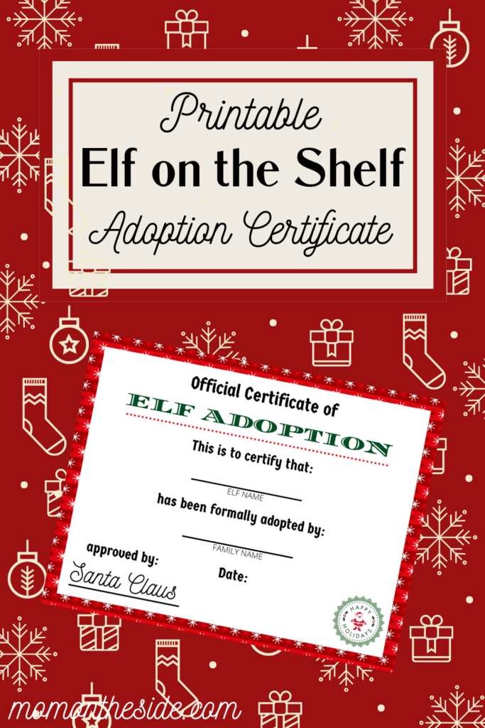 Elf on the Shelf Adoption Certificate