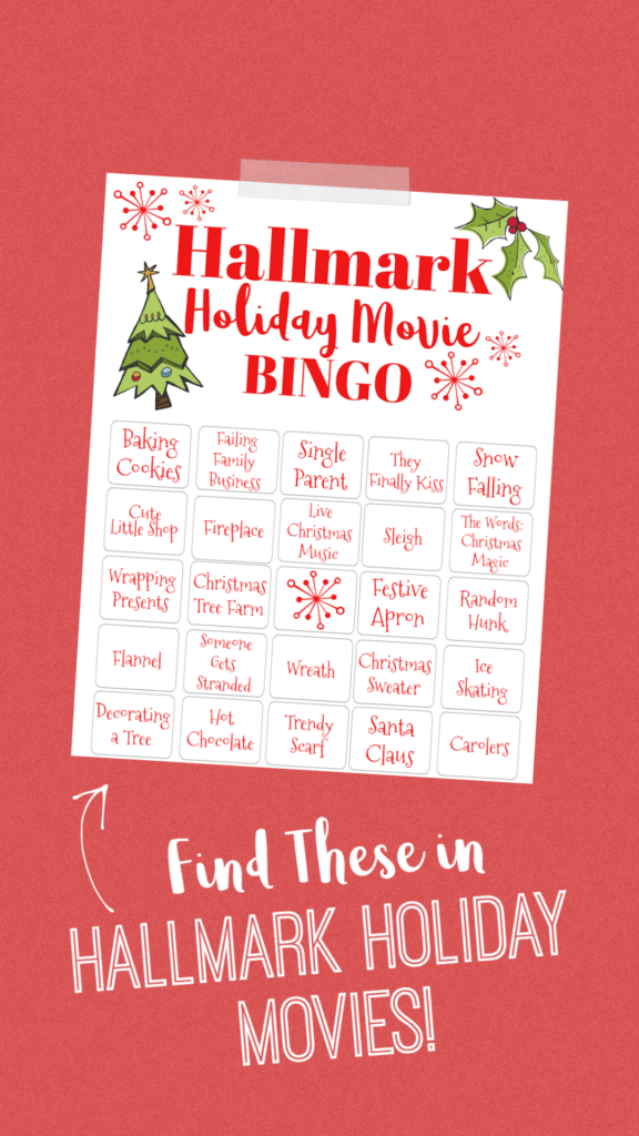 Hallmark Holiday Movie Bingo Printable Card for Extra Fun!