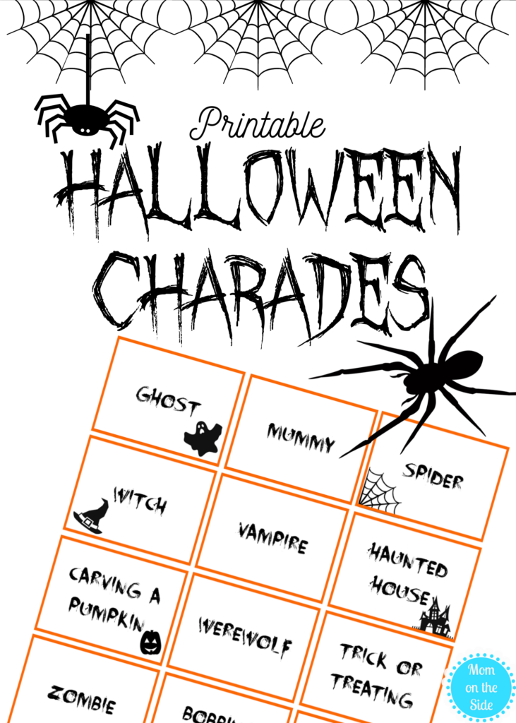 halloween charades printable cards for halloween family