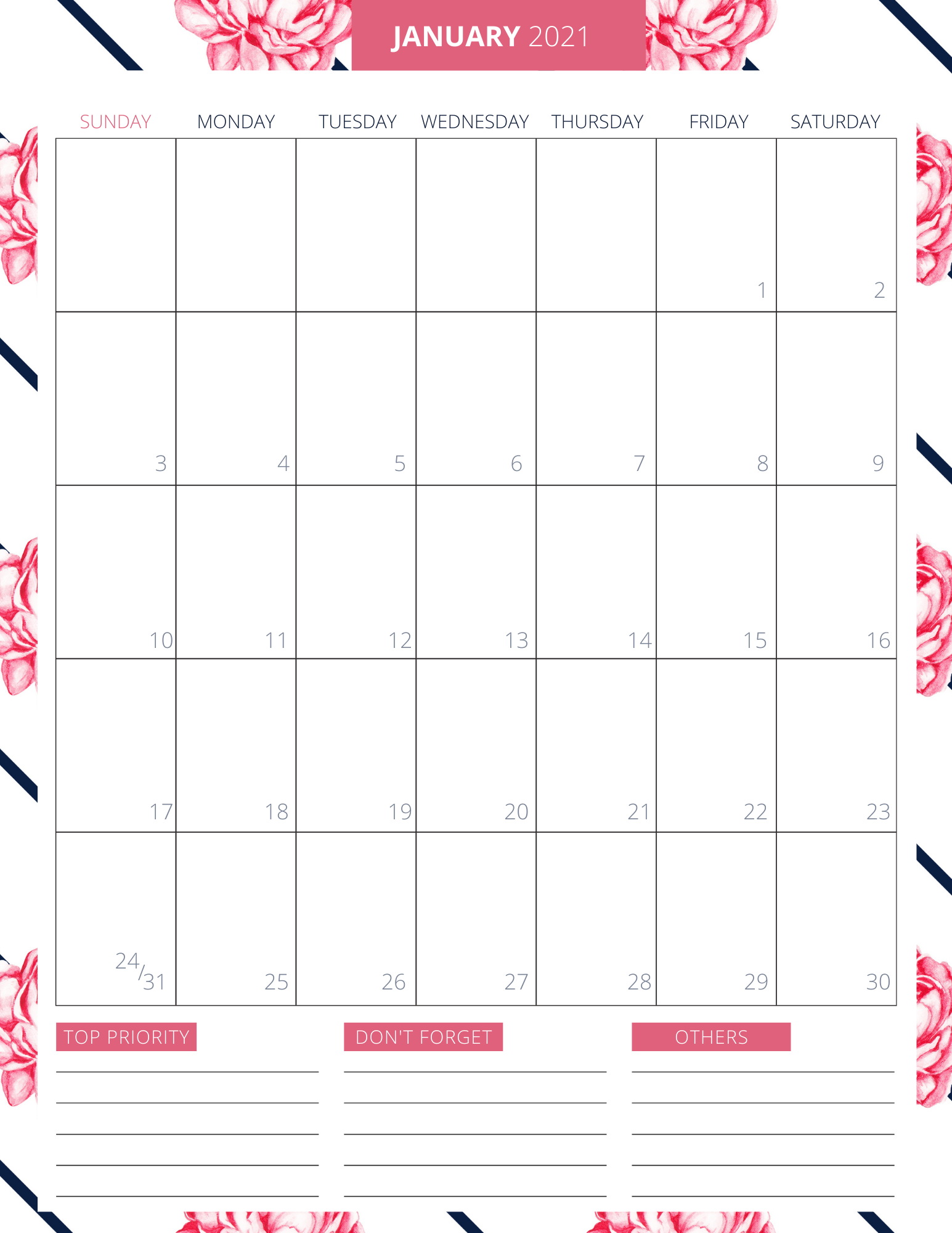 Printable 2021 planner free printable to keep you organized