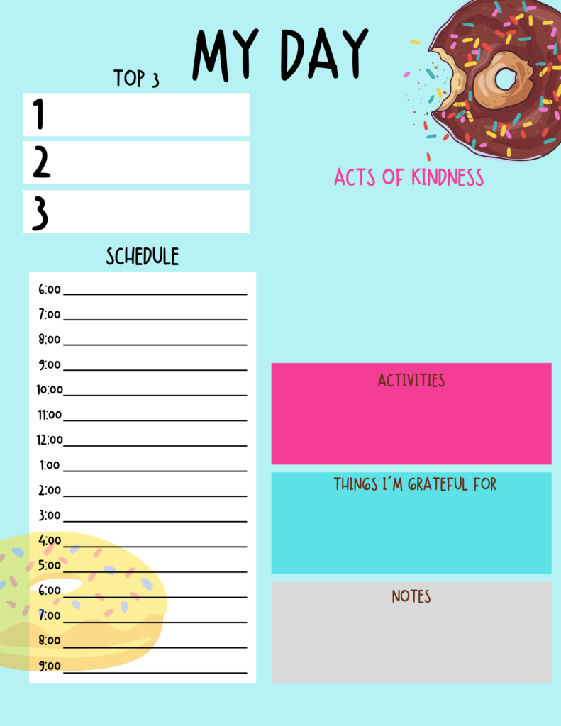 free printable kids planner fun pages to help kids get organized