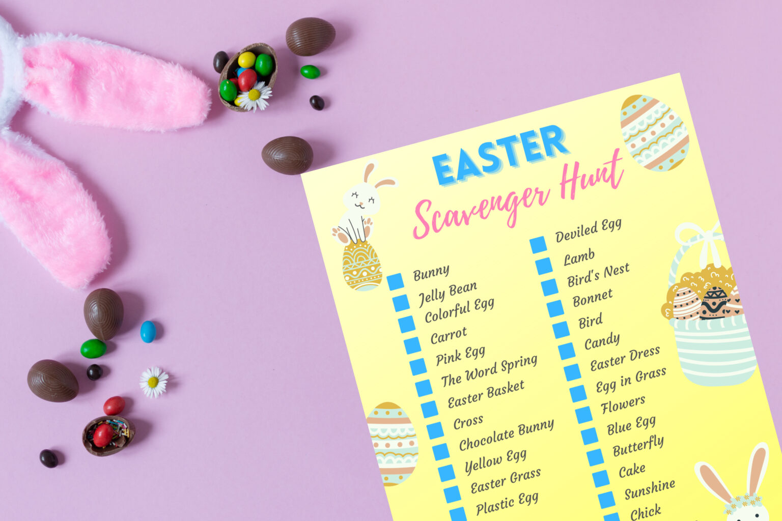 Printable Easter Scavenger Hunt List of Easter Themed Items