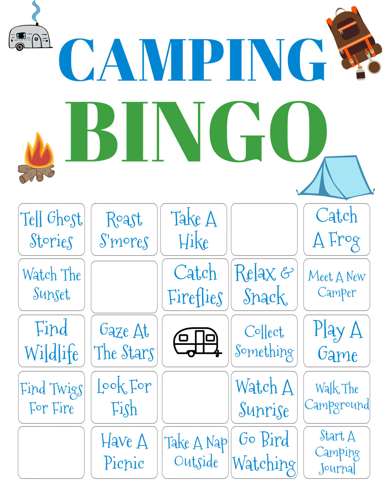 Camping BINGO for Kids - Fun Camping Activities