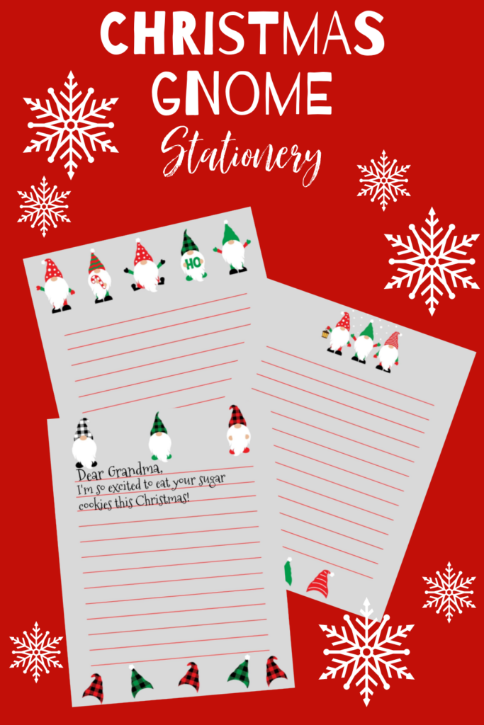 free christmas gnome stationery 