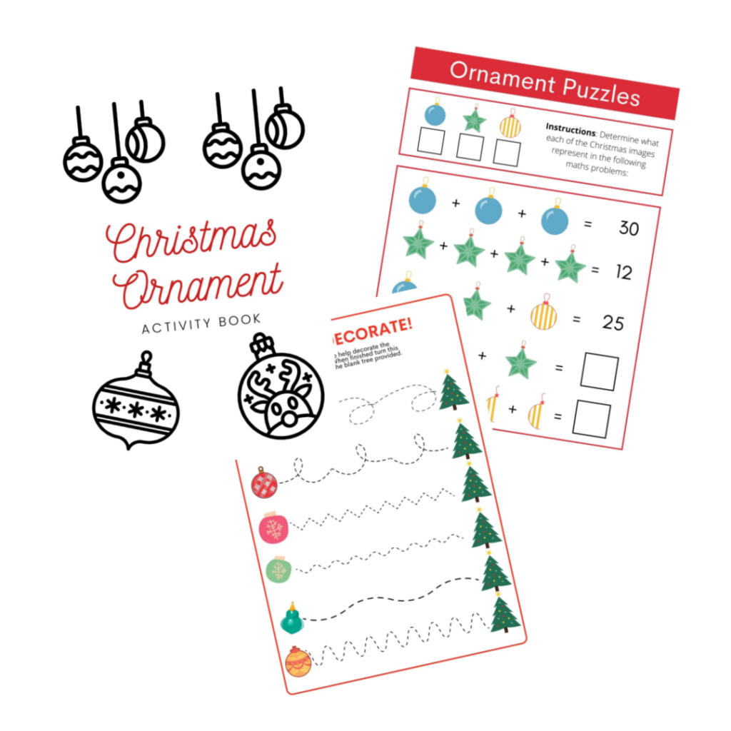 christmas ornament activity book printable