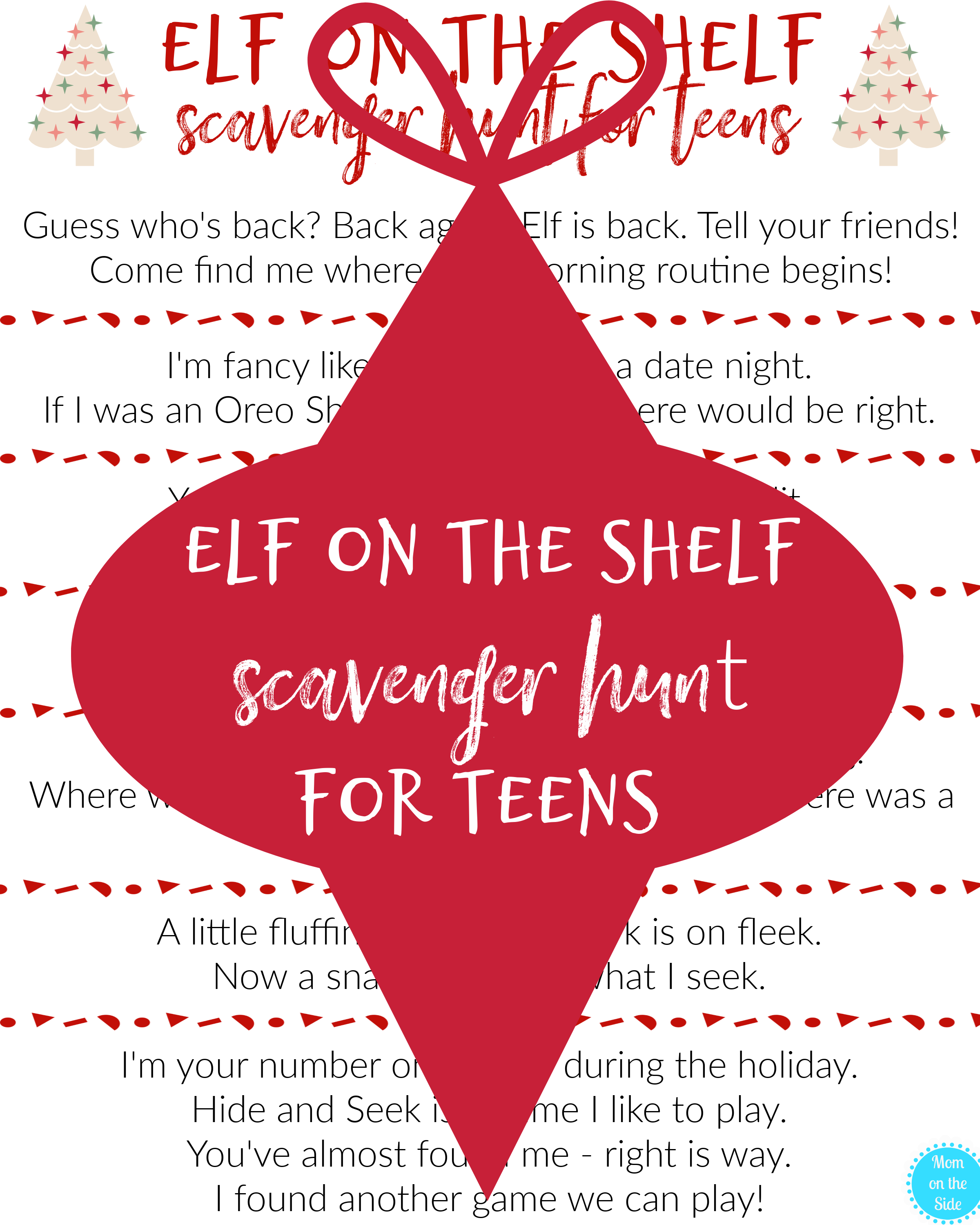 Elf on the Shelf Scavenger Hunt for Teens - Printable Clues