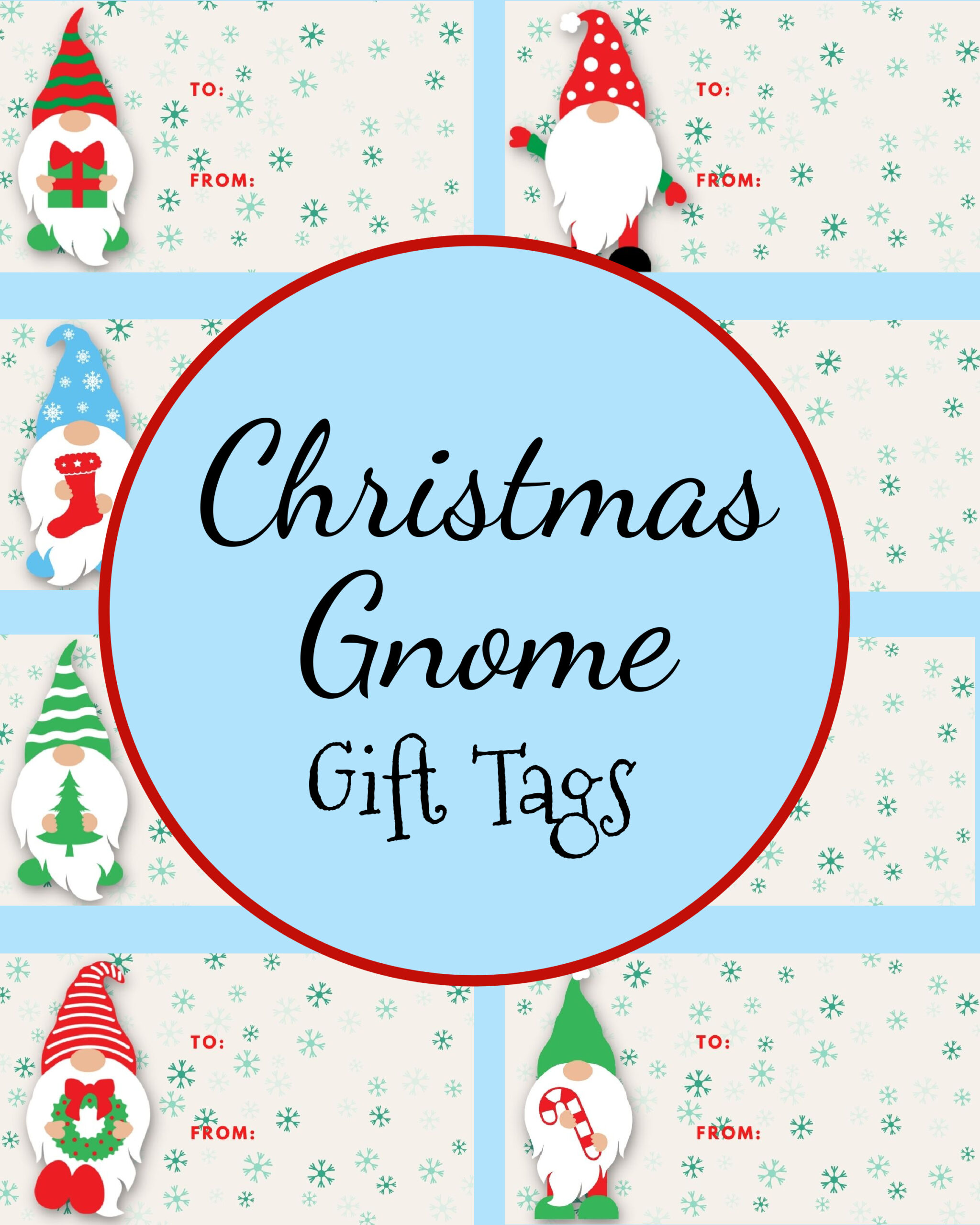 Gnome Christmas Tags, Gift Tags, Present Tags, Holiday Tags