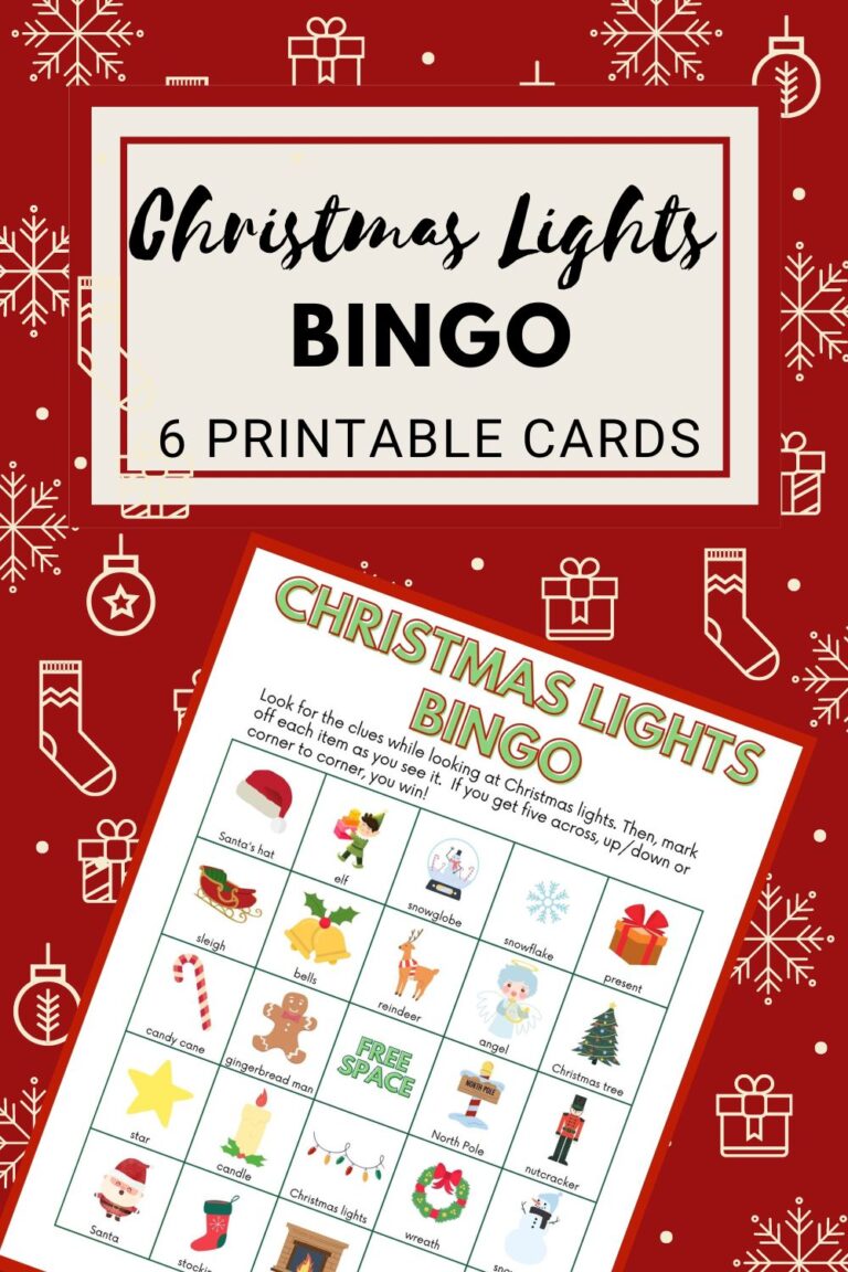 Christmas Lights BINGO - 6 Free Printable Cards