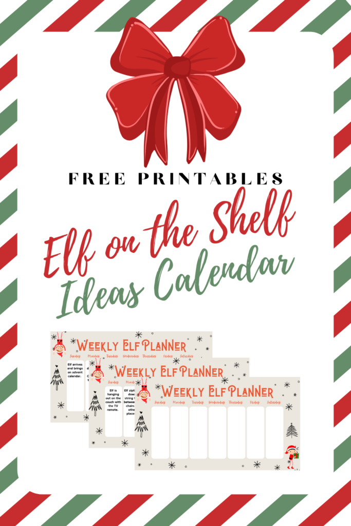 free ideas calendar for elf on the shelf